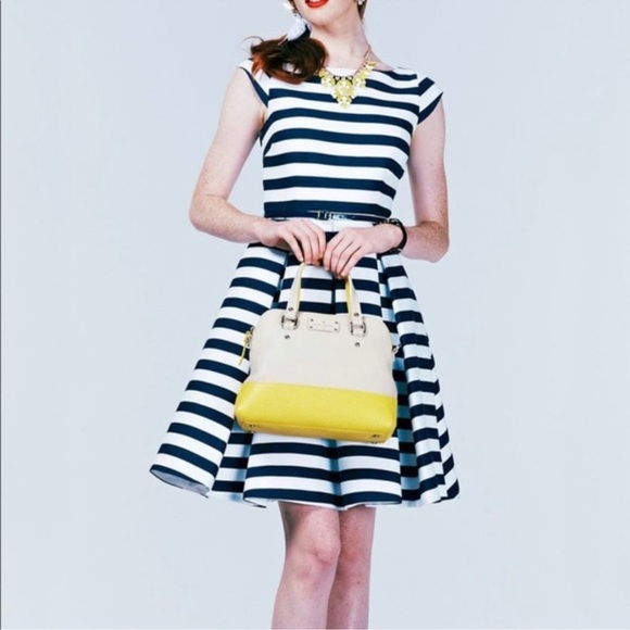 Kate Spade Blue Hyacinth Stripe Cap Sleeve Mariella Dress Size 2 - Picture 2 of 11
